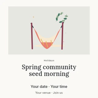 A quiet hammock and tropical leaves in Spring community seed morning social media post · Quiet photo gallery