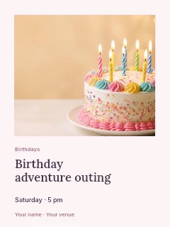 Birthday adventure outing greeting card template · Gallery editorial