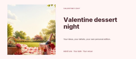 Romantic Valentine’s Day Picnic with Heart Sandwiches in Valentine dessert night event ticket template