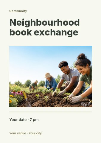 Neighbourhood book exchange flyer template