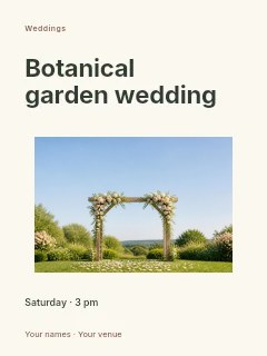 Botanical garden wedding poster template · Modern programme