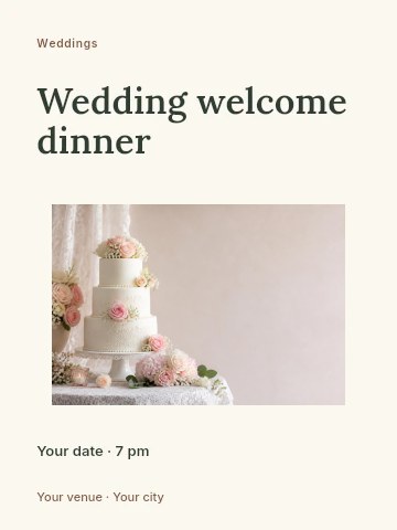 Wedding welcome dinner poster template