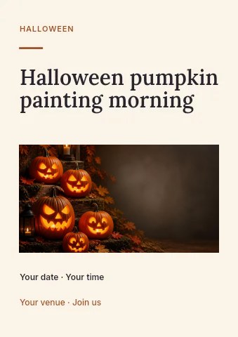 glowing halloween jack-o-lantern pumpkins in Halloween pumpkin painting morning flyer · Picture window