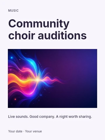 Community choir auditions poster template