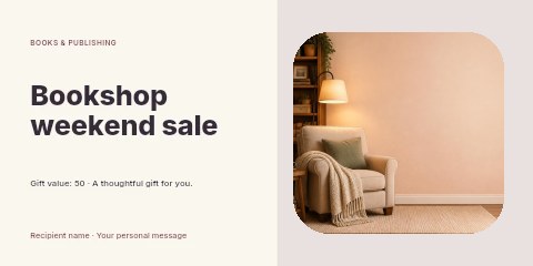 Bookshop weekend sale gift voucher template