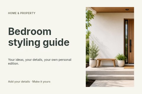 Bedroom styling guide postcard template