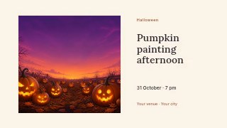 Pumpkin painting afternoon youtube thumbnail template · Horizontal photo dialogue