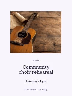 Community choir rehearsal invitation template · Picture window