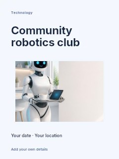 Friendly robot serving coffee on tray in Community robotics club · Modern programme