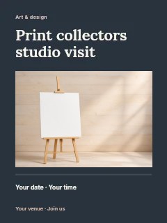 Print collectors studio visit poster template · Title & photograph