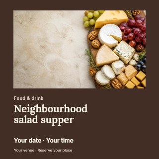 Neighbourhood salad supper social media post template · Gallery editorial