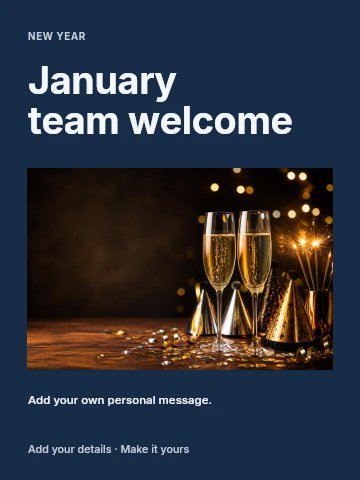 January team welcome greeting card template