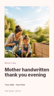 Mother handwritten thank you evening instagram story template · Gallery editorial