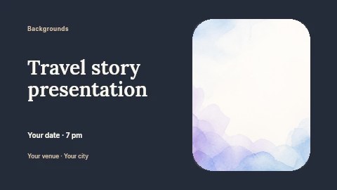 Soft pastel watercolor background in Travel story presentation banner template