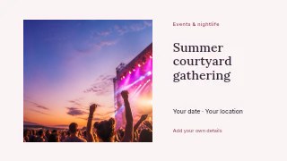 Summer courtyard gathering youtube thumbnail template · Horizontal photo dialogue