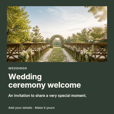 Wedding ceremony welcome social media post template