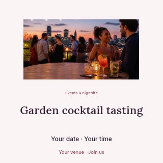 Garden cocktail tasting social media post template · Picture window