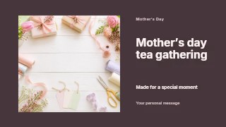 Mother’s Day tea gathering presentation cover template · Horizontal photo dialogue