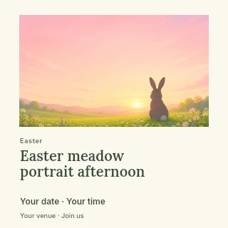 Rabbit watching sunset in flower meadow in Easter meadow portrait afternoon social media post · Gallery editorial