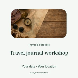 Travel journal workshop social media post template · Picture window
