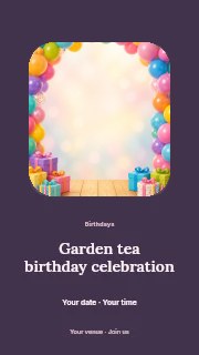 Garden tea birthday celebration instagram story template · Picture window