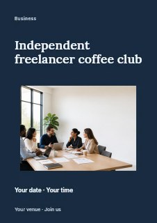 Independent freelancer coffee club flyer template · Modern programme