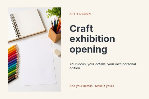 Craft exhibition opening postcard template