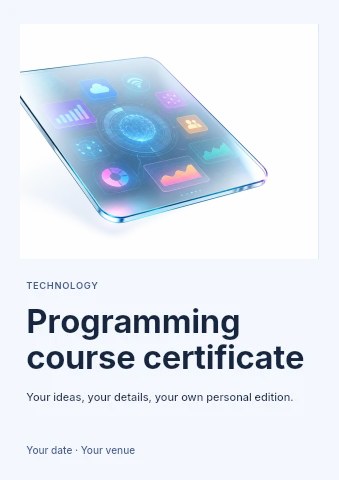 Programming course certificate flyer template