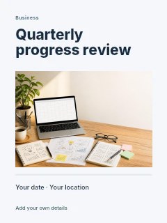 Quarterly progress review invitation template · Title & photograph