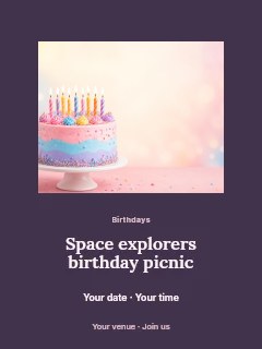 Space explorers birthday picnic poster template · Picture window