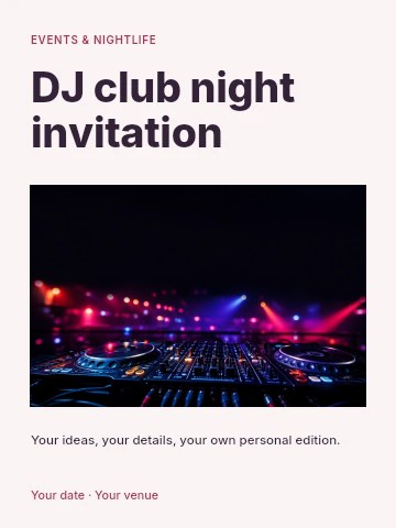 DJ club night invitation template