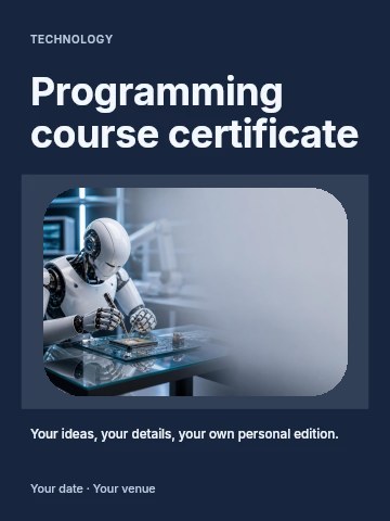 Programming course certificate poster template