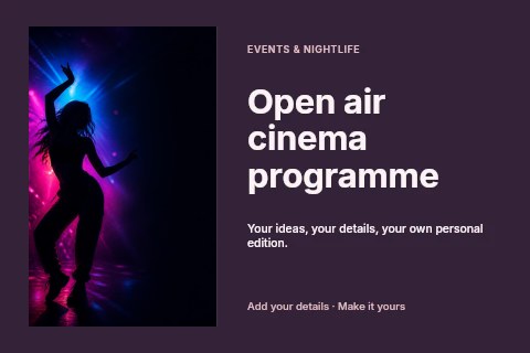 Open air cinema programme postcard template