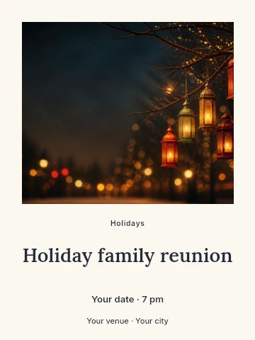 Holiday family reunion poster template