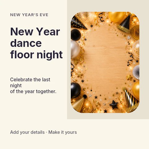 New Year dance floor night social media post template