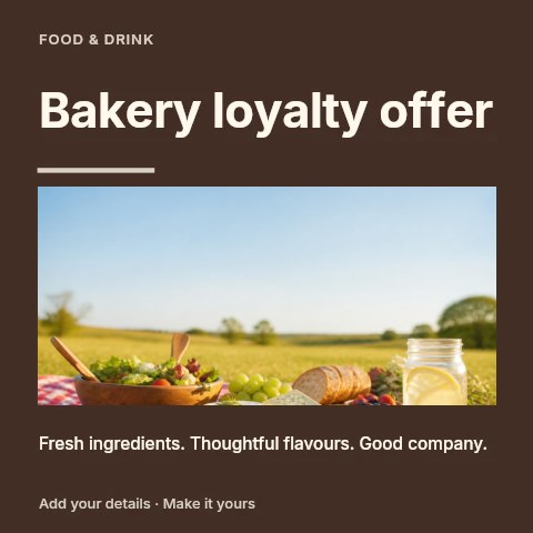 Bakery loyalty offer social media post template