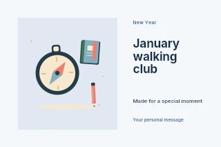New direction with a compass and fresh journal in January walking club · Horizontal photo dialogue