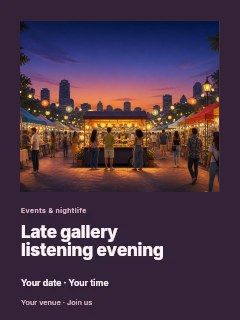Late gallery listening evening poster template · Gallery editorial