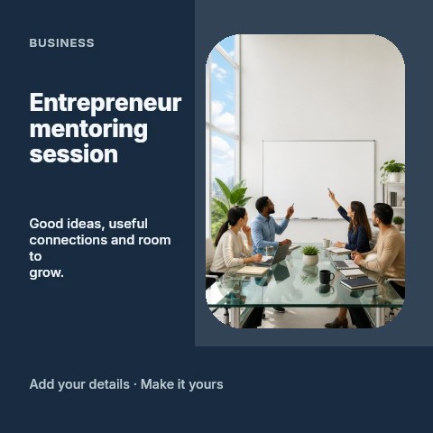 Entrepreneur mentoring session social media post template