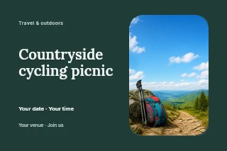 Countryside cycling picnic postcard template · Horizontal photo dialogue