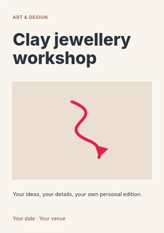 South wave arrow · solid head in Clay jewellery workshop flyer template