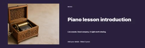 Piano lesson introduction banner template