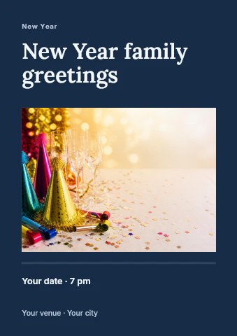 New Year family greetings flyer template