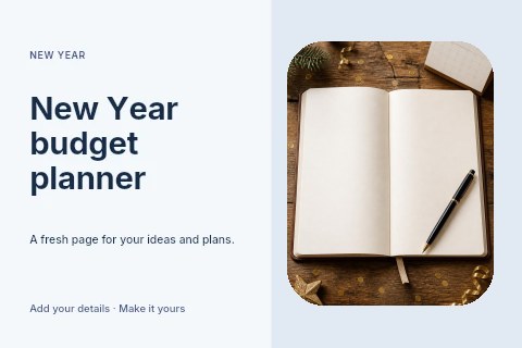 New Year budget planner postcard template