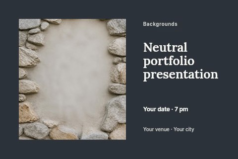 stone frame background with empty center in Neutral portfolio presentation postcard template