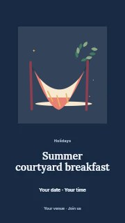A quiet hammock and tropical leaves in Summer courtyard breakfast instagram story · Picture window