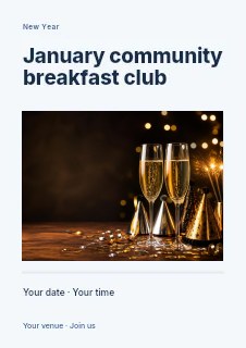 January community breakfast club flyer template · Title & photograph