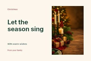 Christmas carol evening photo layout postcard template · Horizontal photo dialogue