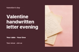 Vintage handwritten letter on pink background in Valentine handwritten letter evening postcard · Horizontal photo dialogue