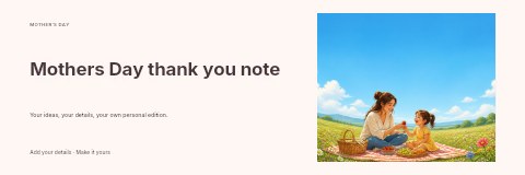 Mothers Day thank you note banner template